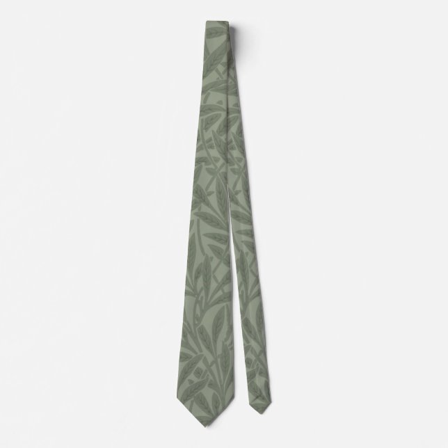 Cravate William Morris Motif Saule Antique Vert Sauge (Devant)
