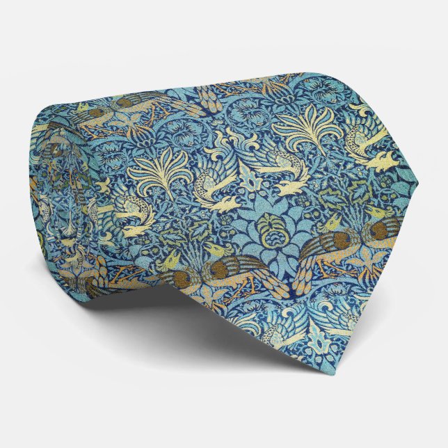 Cravate William Morris Paon et Dragon (Roulé)