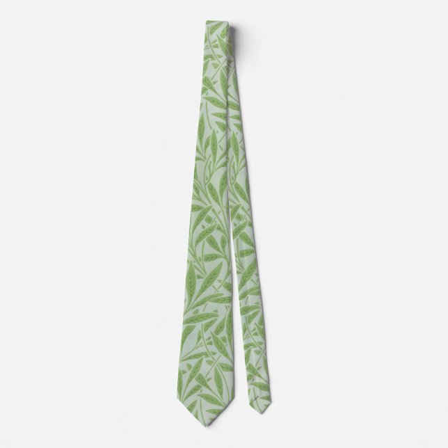Cravate William Morris Saule Fleur Classique Vert (Devant)