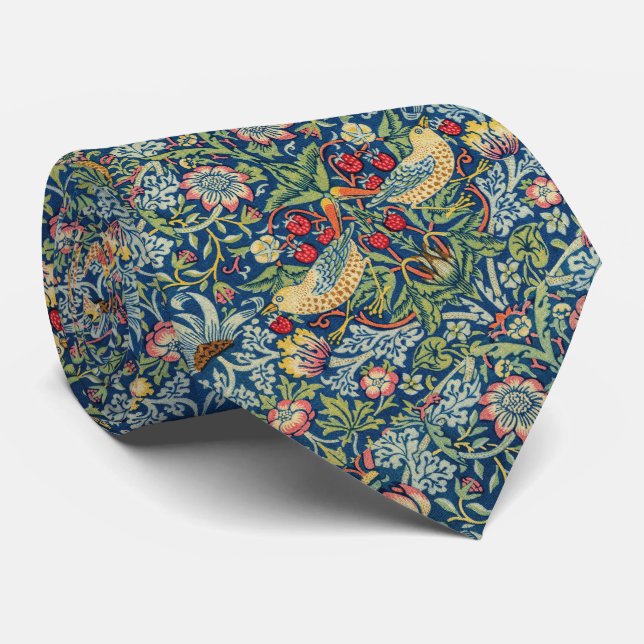 Cravate William Morris - Voleur de fraises (Roulé)