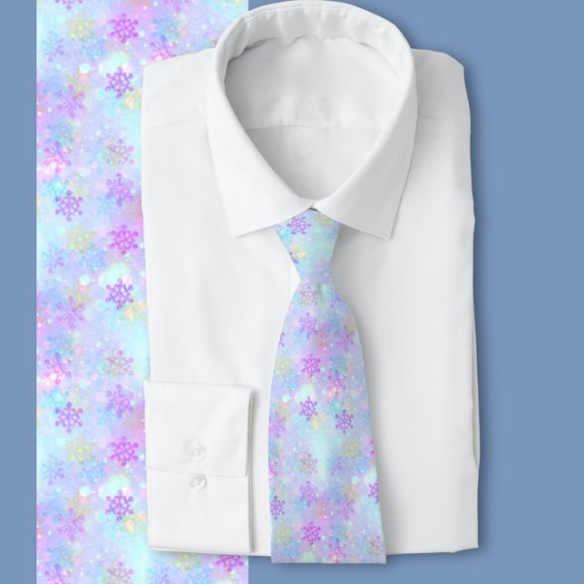 Cravate Winter Wonderland Pastel Snowflake (Soft subtle snowflakes Christmas festive winter pattern)