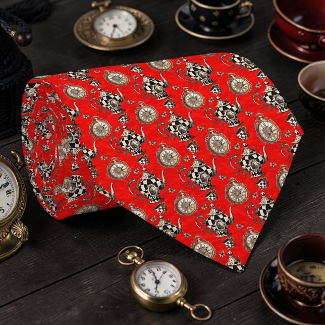 Cravate Wonderland Classic Teapot Pattern Necktie Tie (Créateur téléchargé)