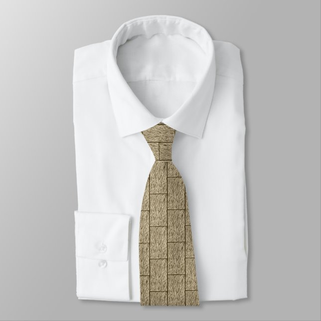 Cravate wood board French Oak half drop repeat pattern tie (Attaché)