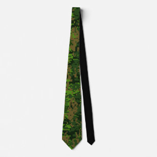 Cravate Woodland Style Digital Green Camouflage Decor