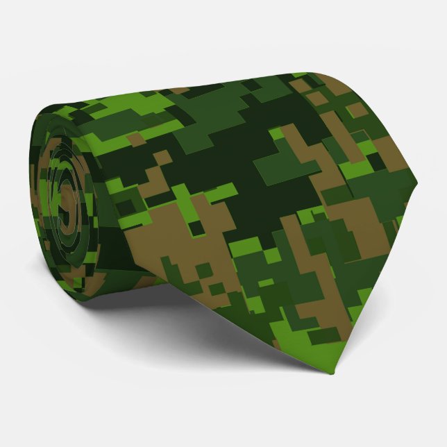 Cravate Woodland Style Green Digital Camouflage (Roulé)