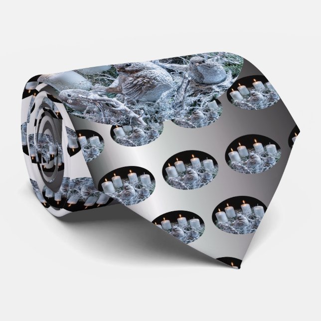 Cravate Wreath de l'Avent blanc (Roulé)