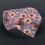Cravate Wrens en rose<br><div class="desc">motif vectoriel dessiné à la main avec des rires et rose de chien</div>