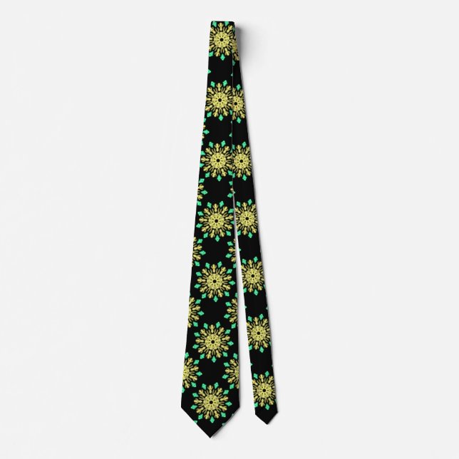 Cravate Yellow and green neon flower (Devant)