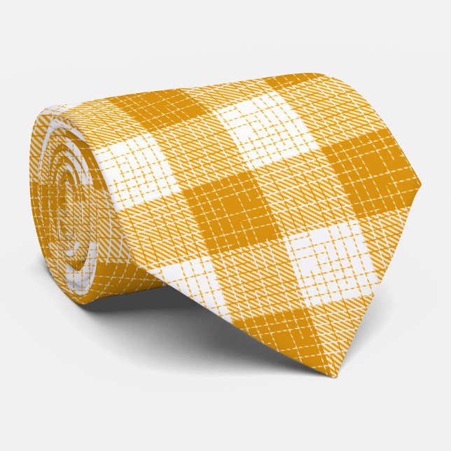 Cravate Yellow and White Bold Checkered Plaid Design  (Créateur téléchargé)