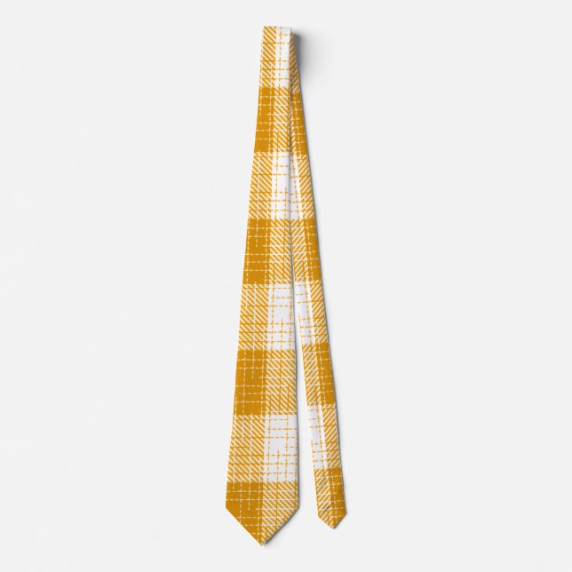 Cravate Yellow and White Bold Checkered Plaid Design  (Devant)