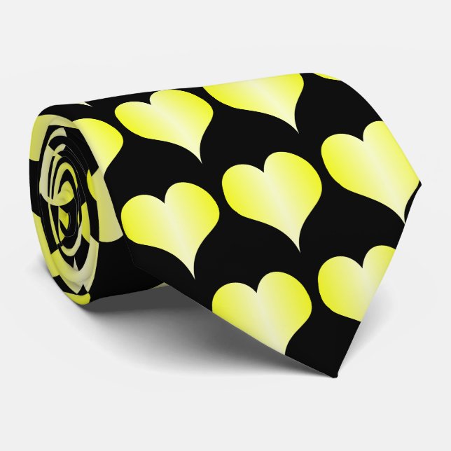 Cravate Yellow Hearts Design (no translation needed as it' (Roulé)