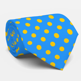 Cravate Yellow On Blue Polka Dots Pattern Design