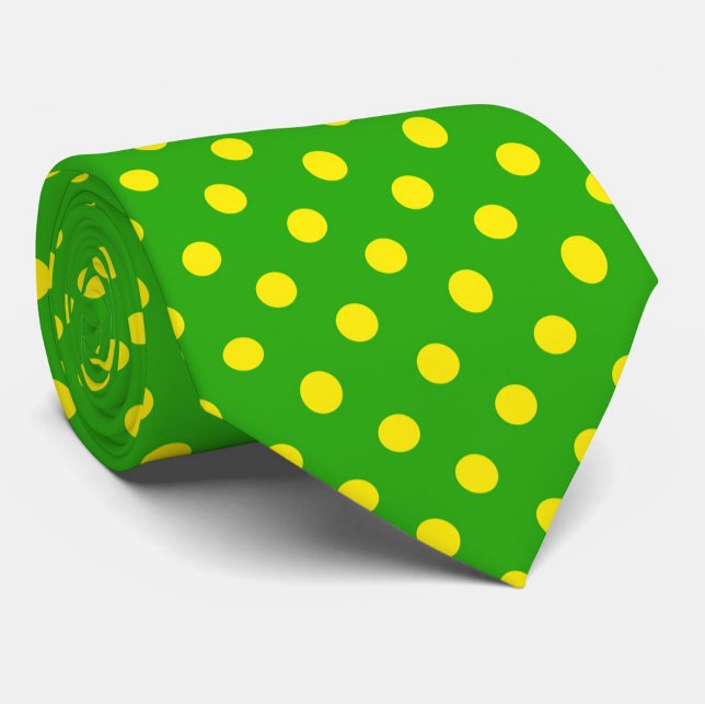 Cravate Yellow On Green Polka Dots Pattern Design  (Créateur téléchargé)