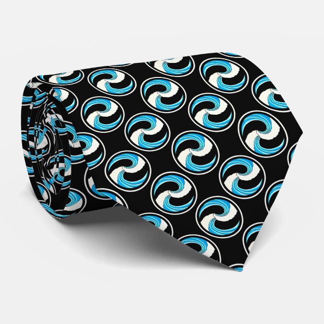 Cravate Yin Yang Waves (Roulé)