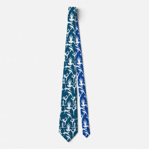 Cravate Yoga pose motif 01.bx4.Bleu BG