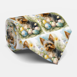 Cravate Yorkshire Terrier Chien avec œufs de Pâques Vacanc