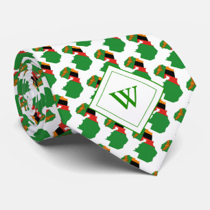 Cravate ZAMBIE Écriture chrétienne Monogramme Drapeau