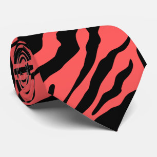 Cravate Zèbre unique, Motif rayé rouge et noir