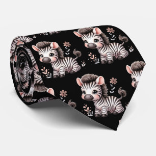 Cravate Zèbres mignons kawaii noir et blanc moderne