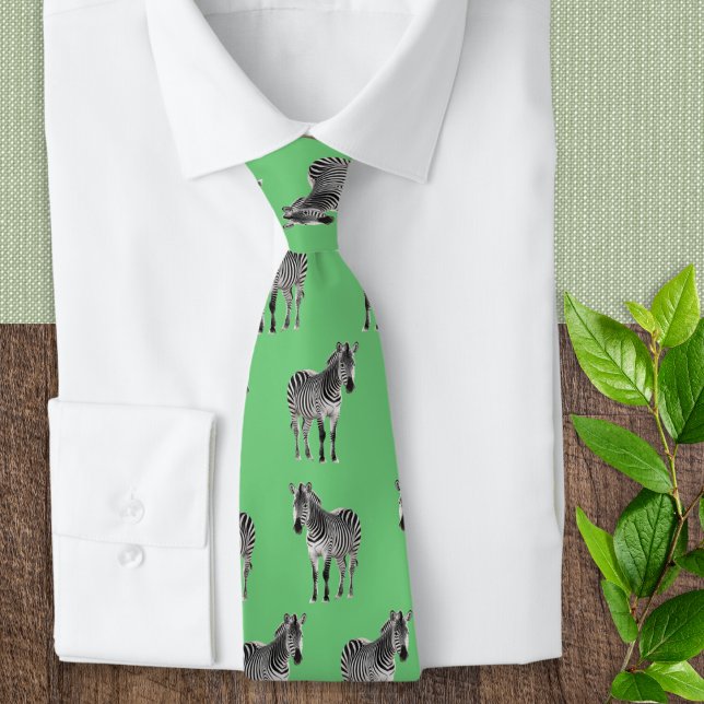 Cravate Zèbres Moderne Style Motif Faune Vert Clair (Créateur téléchargé)