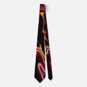 Cravate Zéro Gravité Abstrait rouge orange et noir (Devant)