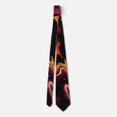 Cravate Zéro Gravité Abstrait rouge orange et noir (Dos)