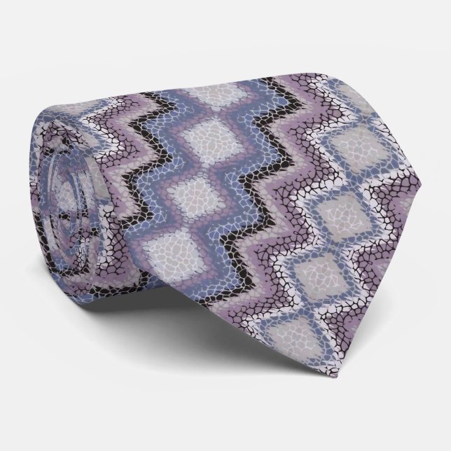 Cravate Zigzag de girafe violet (Roulé)