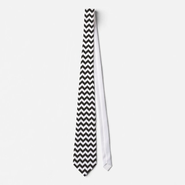 Cravate Zigzag Necktie with Black and White Chevrons (Devant)