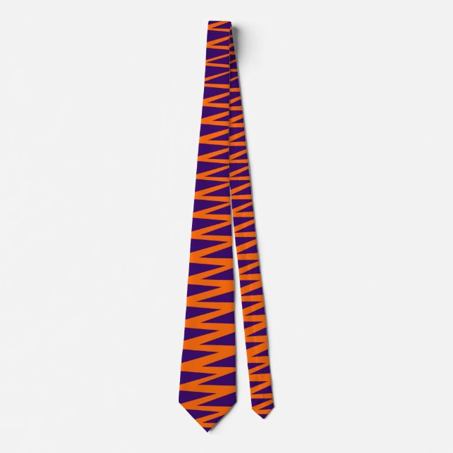 Cravate Zigzag - Orange on Deep Purple 330066 (Devant)