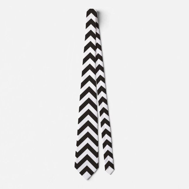 Cravate ZIGZAG pattern - black + your background & ideas (Devant)