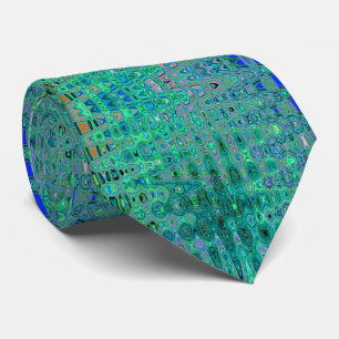 Cravate Zigzags Rétro Atomiques Verts et Noirs Abstraits e