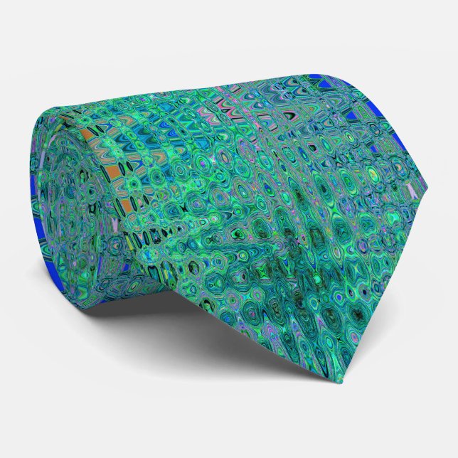 Cravate Zigzags Rétro Atomiques Verts et Noirs Abstraits e (Roulé)