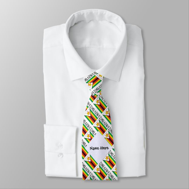 Cravate Zimbabwe et drapeau zimbabwéen carrelés avec votre (Attaché)