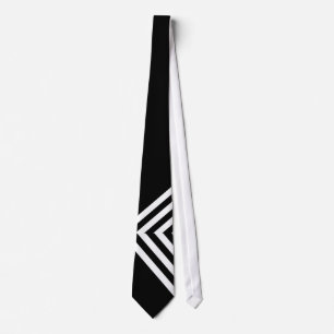 Cravate Zizzago Rétro Noir Blanc rayure en V