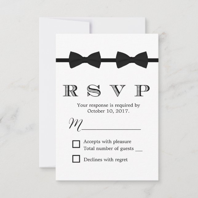Cravates minimalistes Mariage Gay double Bow RSVP (Devant)