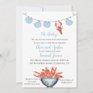 Crawfish Baby Boyd Diaper Douche Invitation