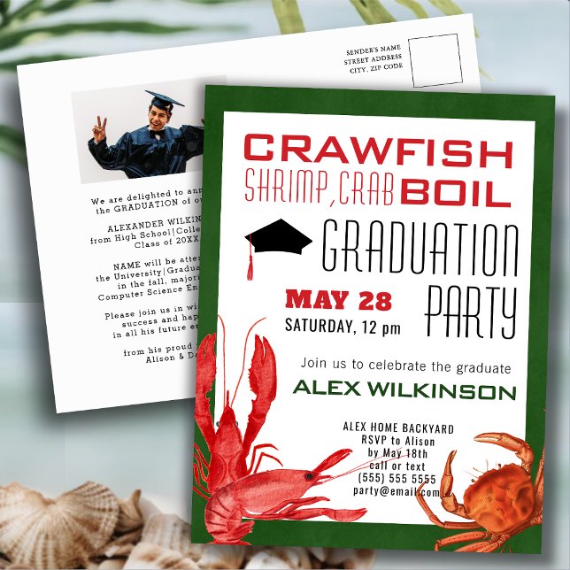 Crawfish Boil GRAD Photo Seafood Party Invitation (Créateur téléchargé)