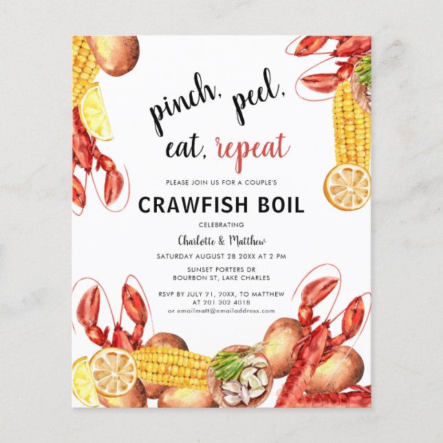 Crawfish Boil Script Engagement Party Invitation (Devant)