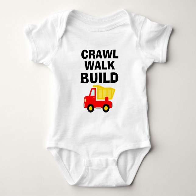 CRAWL WALK BUILD mignon body pour bébé constructeu (Devant)