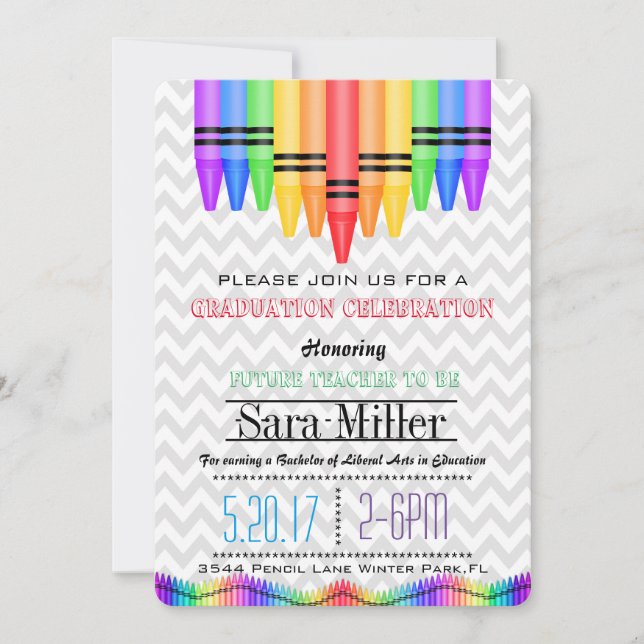 Crayola Rainbow Enseignant Invitation de graduatio (Devant)