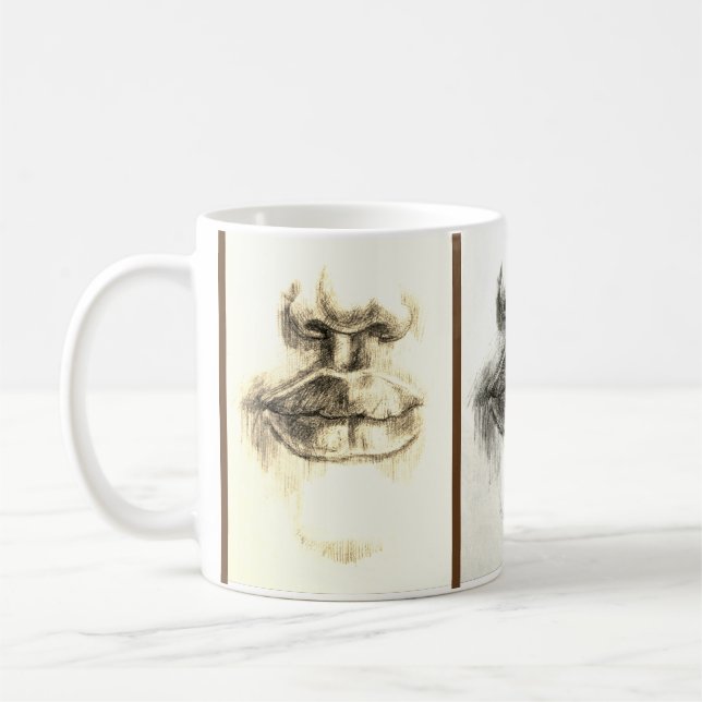 Crayon à lèvres et nez Dessin Art Mug (Gauche)