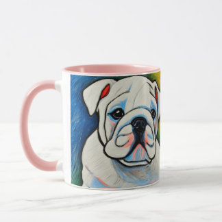 Crayon de chiot taurin blanc look art mug
