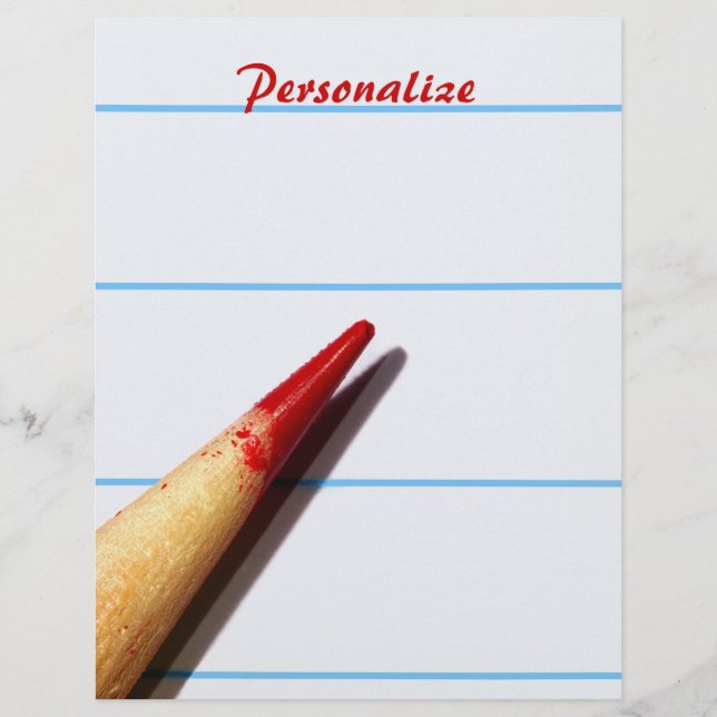 Crayon De L'Enseignant Rouge Sur Papier Linqué Ave (Devant)
