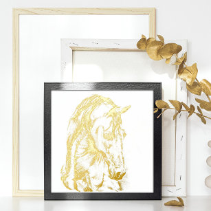 Crayon graphique de l'art du cheval dessin d'or ar