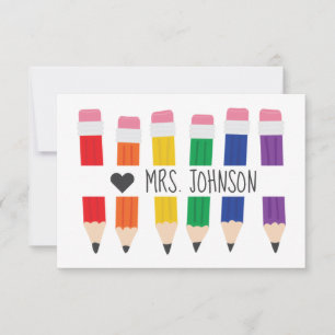 Crayon mignon enseignant Carte de remerciements pe