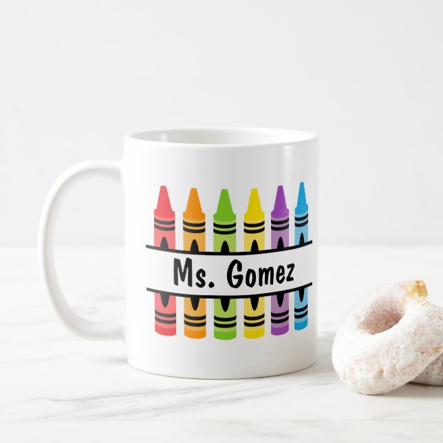 Crayon Nom de l'enseignant Café Mug (Avec donut)