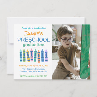 Crayon Photo Preschool Graduation Invitation