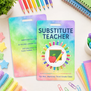 Crayons Arc-en-Ciel Badge Personnalisé pour Enseig