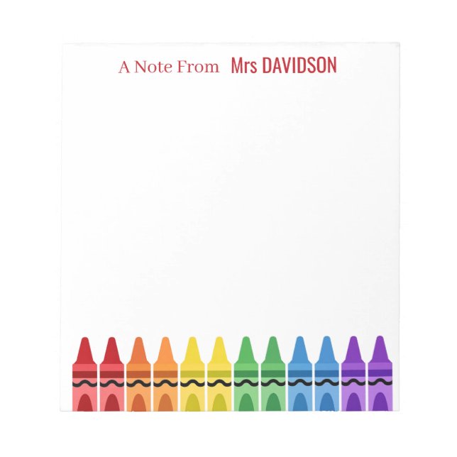 Crayons Arc-en-Ciel Bloc-Notes Personnalisé pour E (Devant)