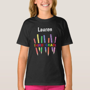 Crayons colorés T-shirt de 3e année pour fille 2